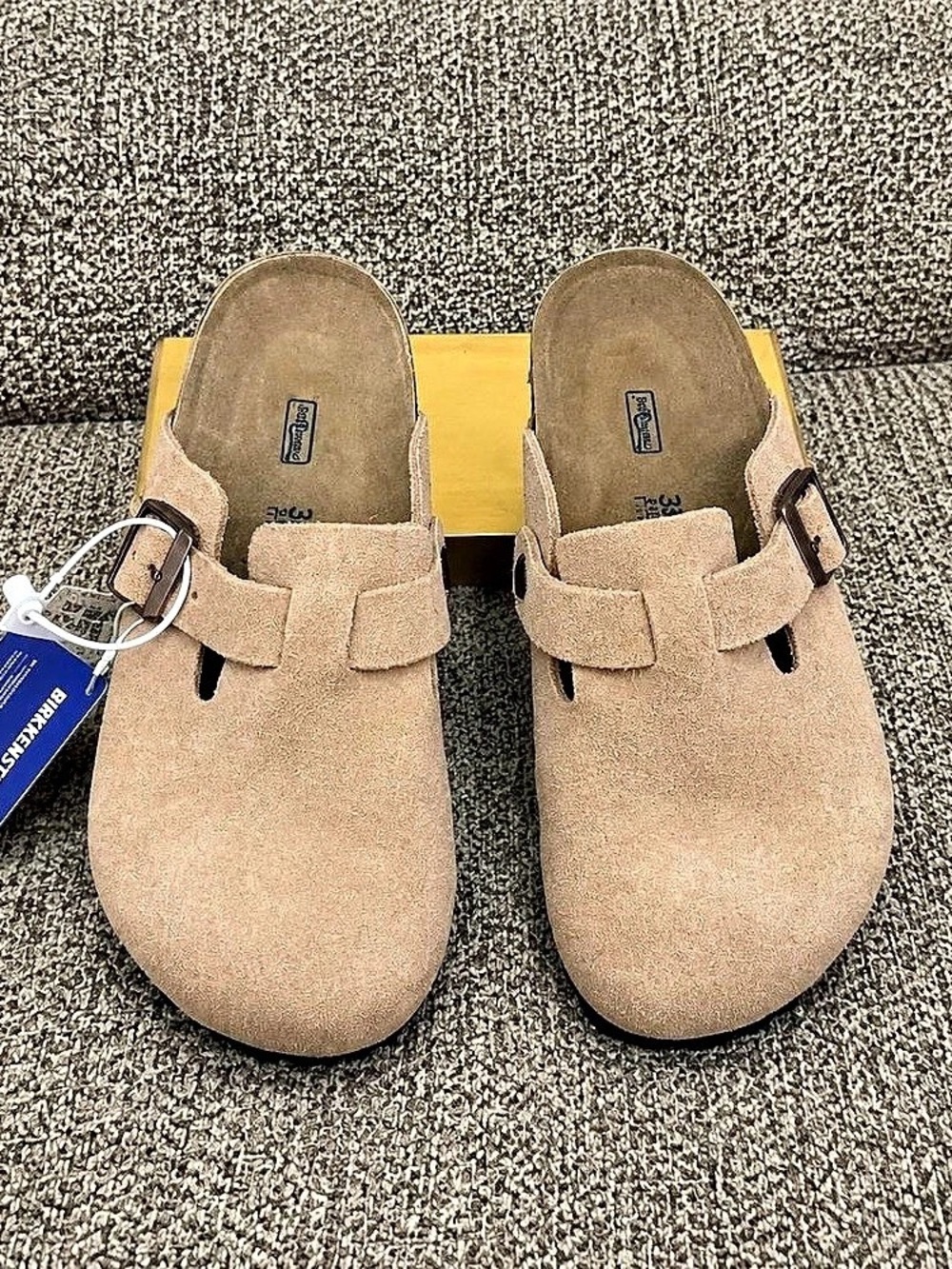 Birkenstock Boston Soft Footbed Clog - Taupe Suede Soft Footbed Clogs Brown
